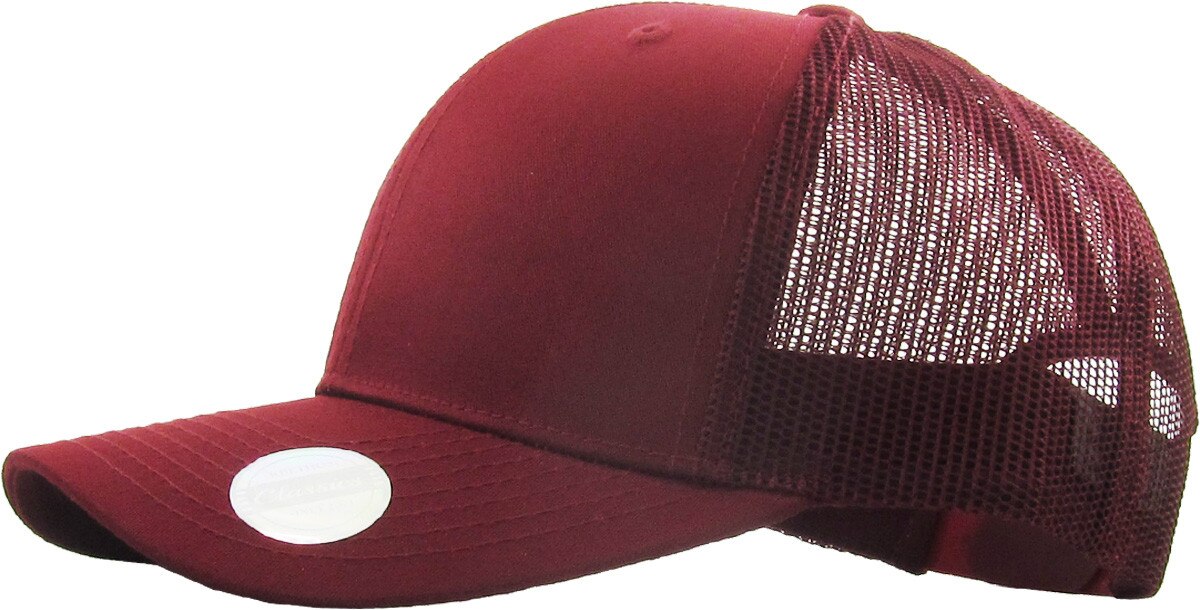 Burgundy Classic 6 Panel Trucker Mesh Snapback Side View